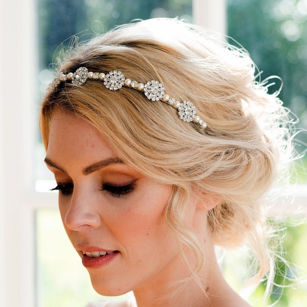 Wedding headband, Bridal headpiece, Vintage bridal headband, Diamante bridal headband, Crystal bridal headpiece, Wedding hair piece