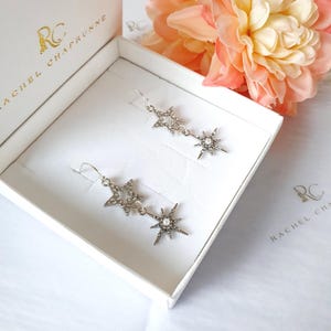 Stern Ohrringe, Stern Ohrringe für die Braut, Silber Ohrringe für die Braut, Stern Hochzeit Zubehör, Einzigartige Ohrringe, Astrologie Geschenk