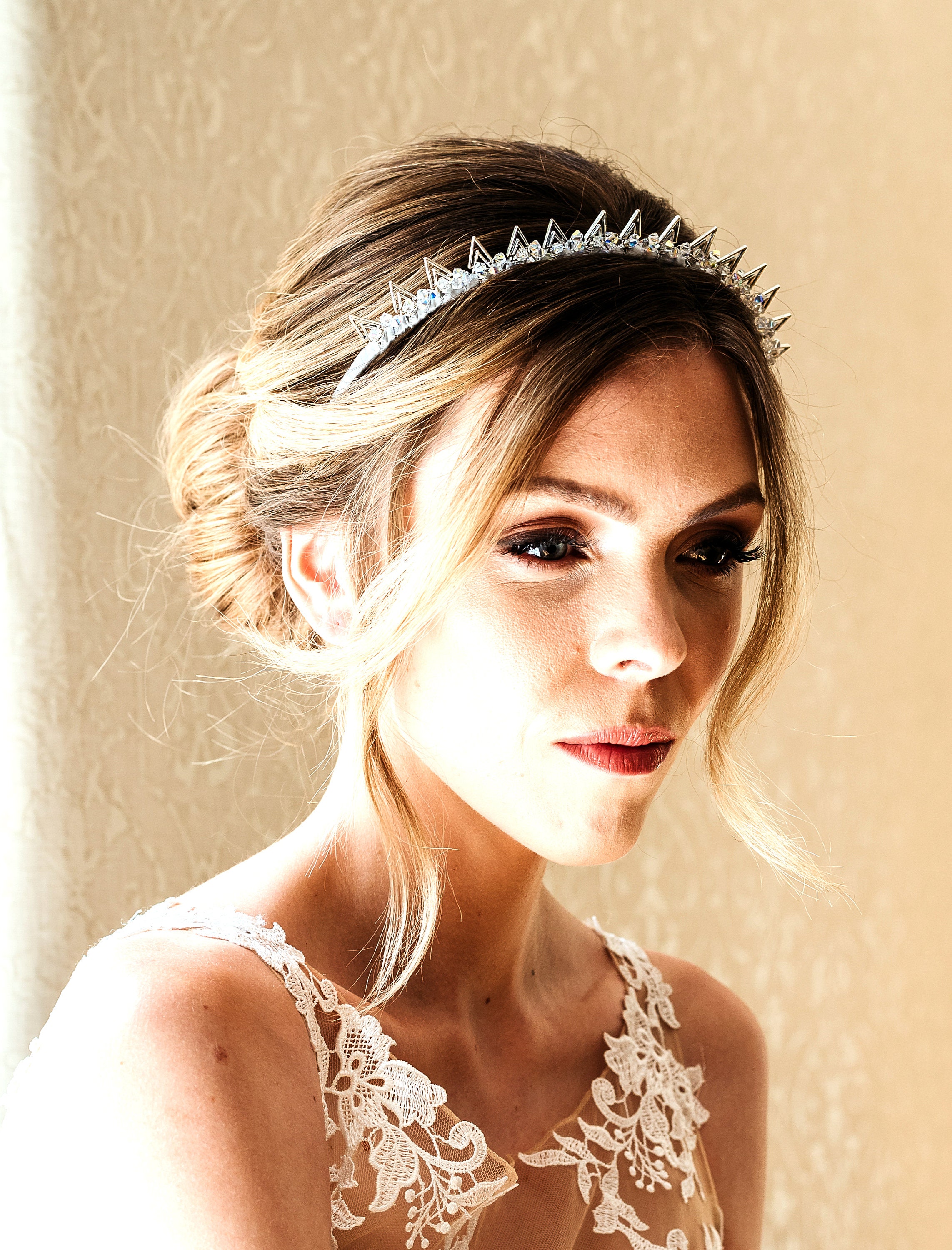 Gold Wedding Tiara Spiked Headdress Gold Spike Crown Gold Etsy UK