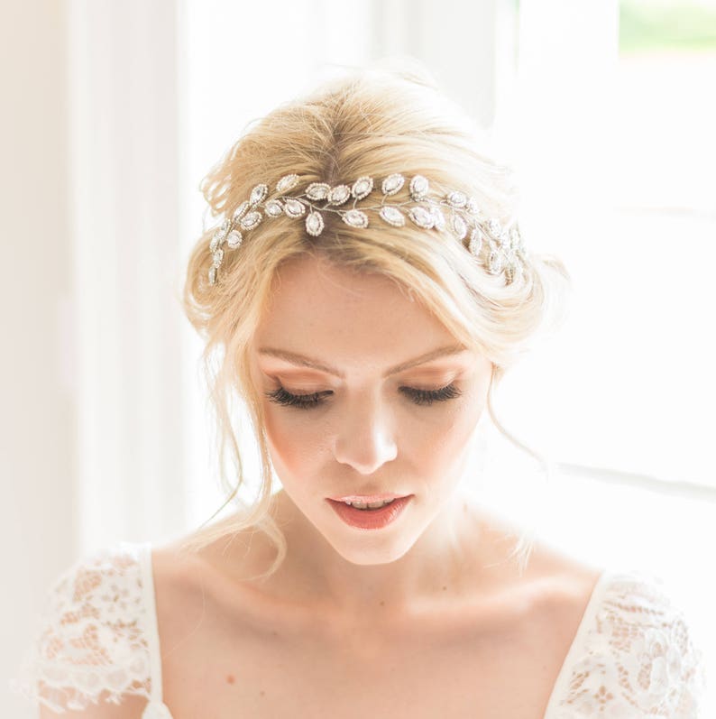 Crystal Wedding Hair Vine Rustic Bridal Headpiece Bridal Etsy