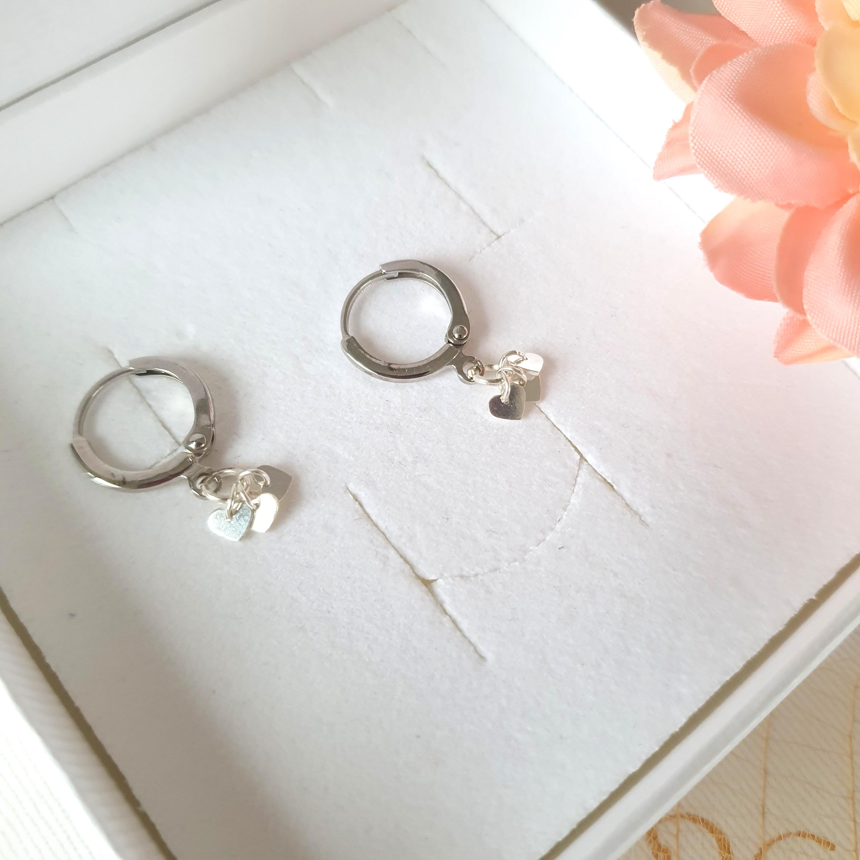 1 Paio di Orecchini a Cuore da Donna, Piccoli Orecchini, Argento 925, Regalo per Donne Fidanzata Mamma (Argento