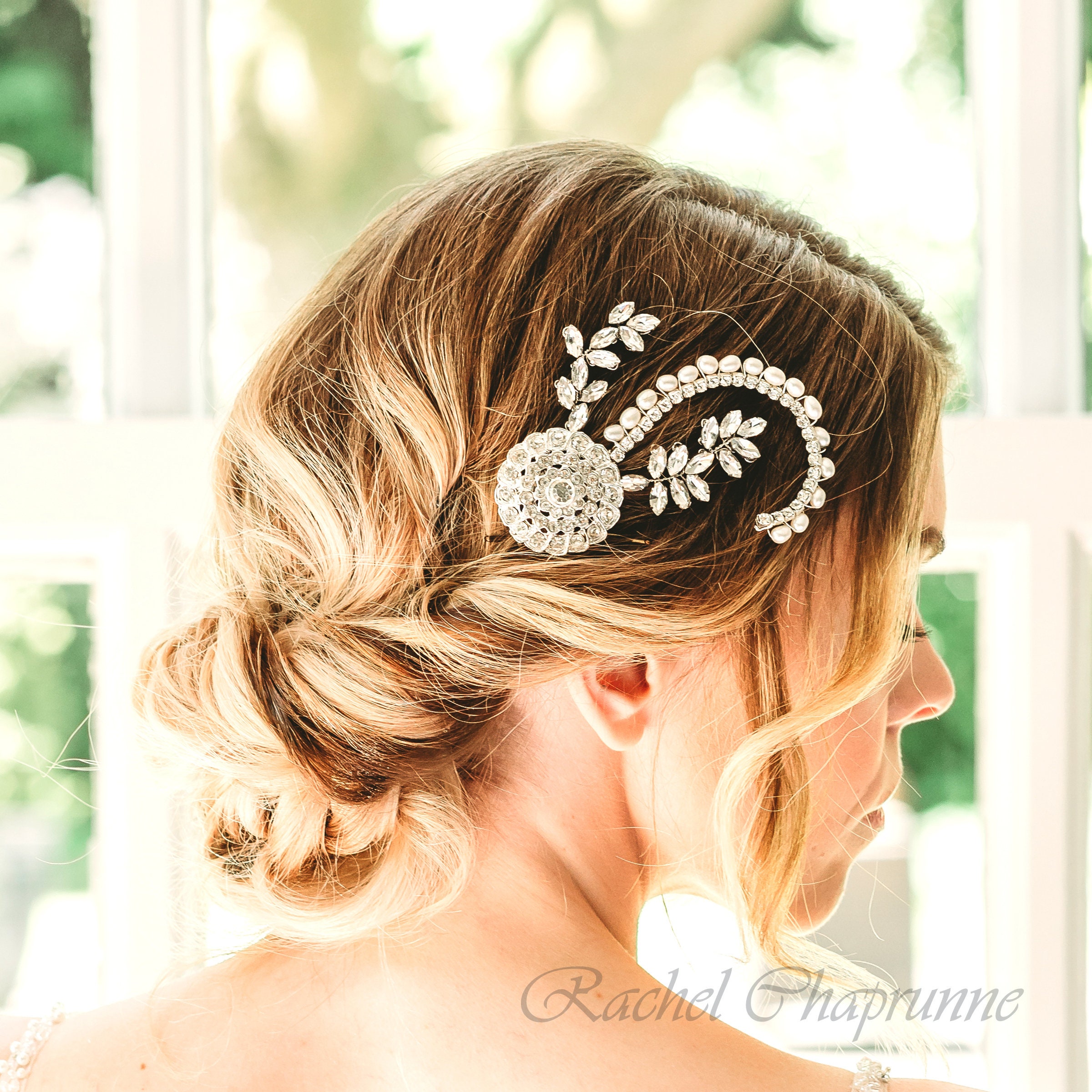 Art Deco Bridal Hair Comb, Vintage Wedding Headpiece, 1920s  display picture 2