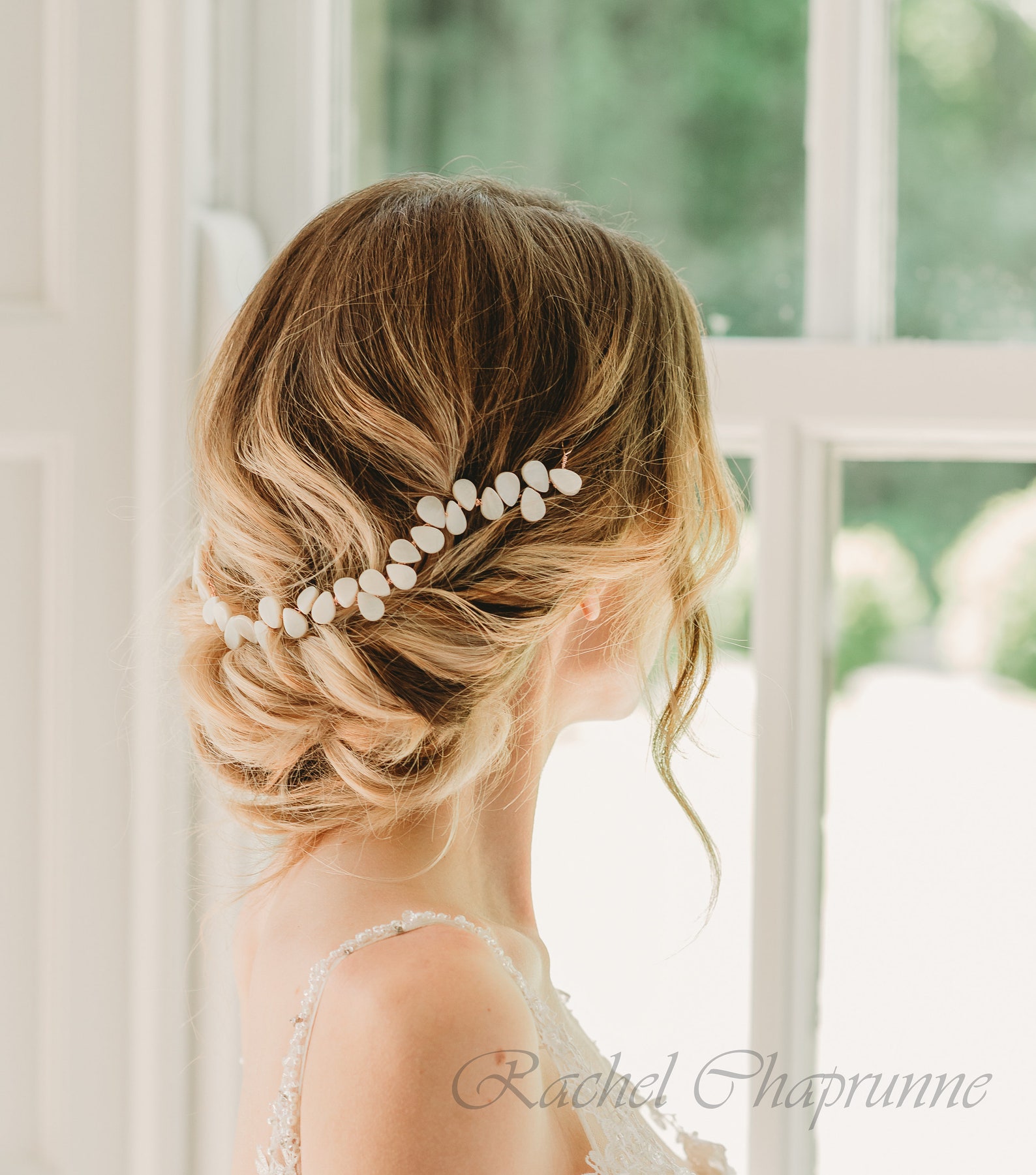 bridal headpiece back of head