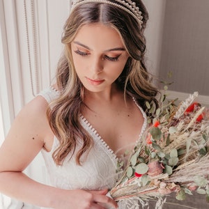 Casque de mariée en perles, couronne de mariée, mariée bohème unique, postiche simple de luxe, diadème moderne, bandeau romantique, rustique élégant image 8