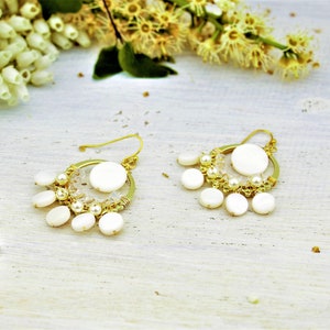 Statement Earrings For Bride, Garden Wedding Earrings, Romantic bohemian, Pearl Earrings, Boho bridal, Large Pearl Earrings, Unique real image 5