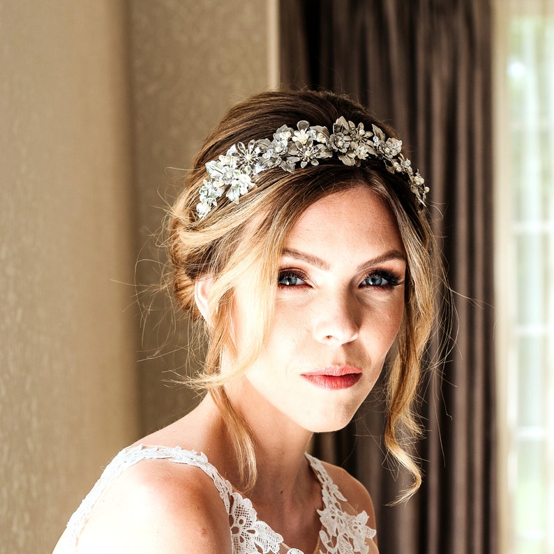 Gold Leaf Tiara Wreath Wedding Crown Boho Bridal Headpiece Etsy