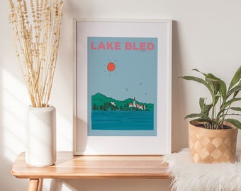Lake Bled Slovenia Art Print: Summer Travel Poster