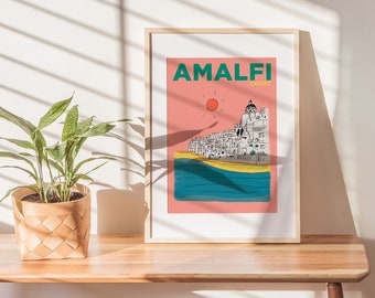 Amalfi Coast Travel Print: Italy Summer Holiday Poster