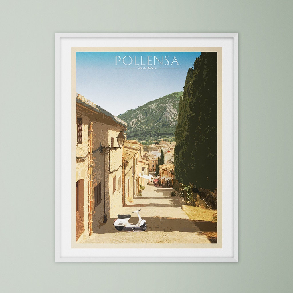 Mallorca Travel Poster | Pollensa Old Town Art Print | Puerto Pollensa Poster Print