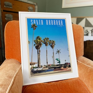 Santa Barbara Travel Poster | Personalised Santa Barbara Travel Print | Coastal California Wall Art