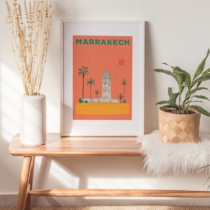Marrakech Travel Imprimer | Marrakech Illustration | Maroc Affiche de Noël | Impression d’art Marrakech personnalisée