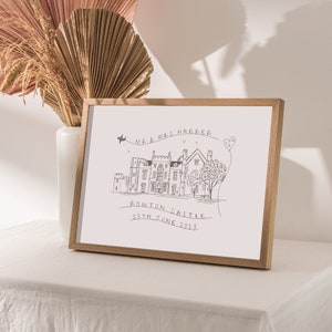 Personalised Hand-Drawn Wedding Venue Illustration | Bespoke Wedding Venue Portrait | Custom Wedding Venue Illustration | Wedding Gift