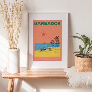Barbados Travel Print: Caribbean Island Art, Summer Holiday Poster