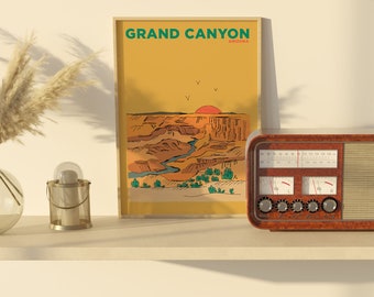 Grand Canyon Travel Print | Grand Canyon Illustration | Grand Canyon Holiday Poster | Personalised Grand Canyon Art Print