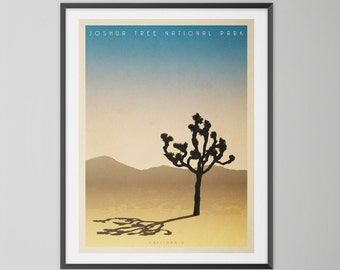 Joshua Tree Travel Poster | Personalised Joshua Tree Print | Vintage Style California Poster | US National Parks Print
