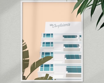 The Confidante Hotel Miami Beach Print | Miami Art Deco Hotel Poster | Miami Beach Wall Art