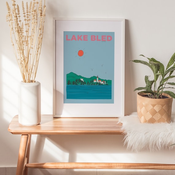 Lake Bled Slovenia Art Print: Summer Travel Poster