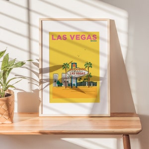 Las Vegas Print | Las Vegas Illustration | Las Vegas Sign Holiday Poster | Summer Escapes Collection | Personalised Las Vegas Art Print