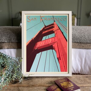 Golden Gate Bridge Travel Poster | San Francisco Travel Print | Retro Wall Art | California Art Print | USA Wall Art