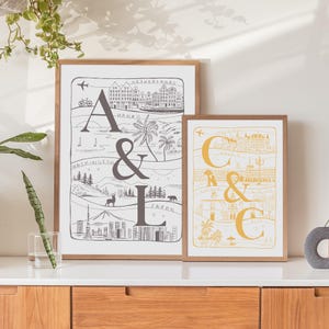 Personalised Couples Illustration | Bespoke Travel Memories Illustration | Personalised Travel Art for Couples | Valentine Print | Wedding