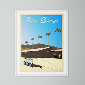 Palm Springs Travel Poster | Vintage Style Palm Springs Travel Print | Pam Springs Travel Wall Art | Retro Style Travel Art