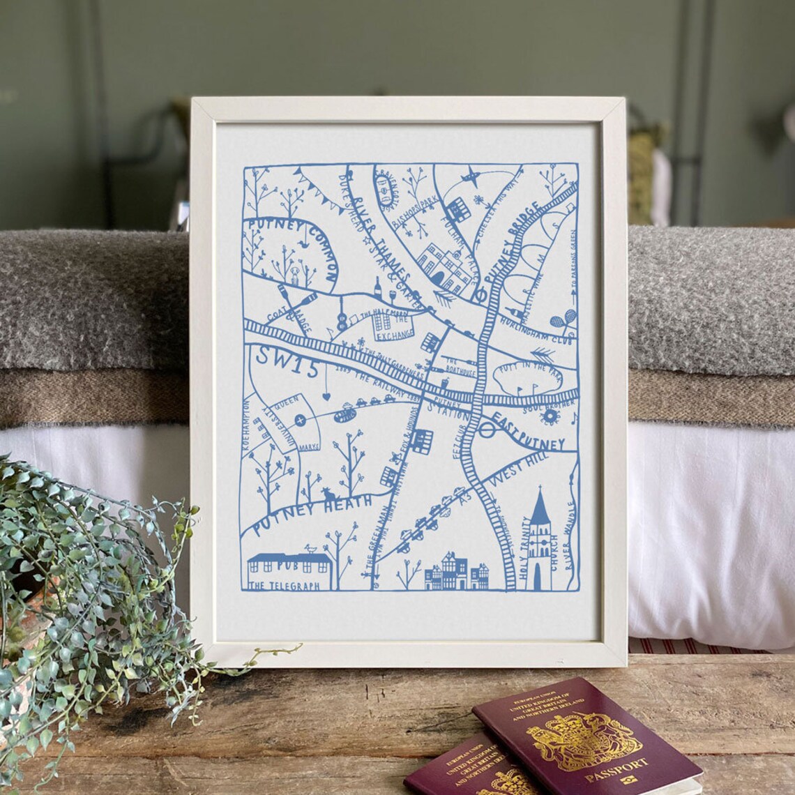 Putney Map Illustration London Hand Drawn Map Illustration Etsy