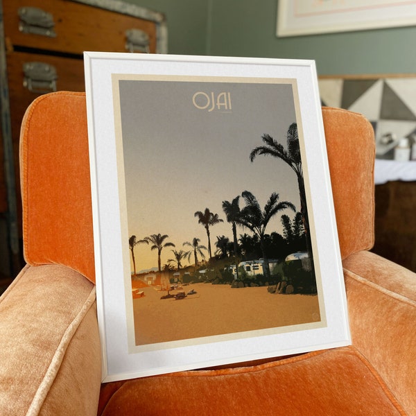 Ojai Travel Poster | Ojai California Travel Print | Ojai CA Wall Art | Retro Airstream Poster