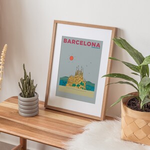 Barcelona Travel Print La Sagrada Familia Illustration Barcelona Holiday Poster Gaudi Architecture Print Personalised Barcelona Art image 3