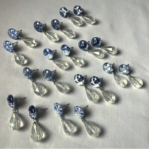 Shabby chic steel style earrings with cabochon and crystal drops
