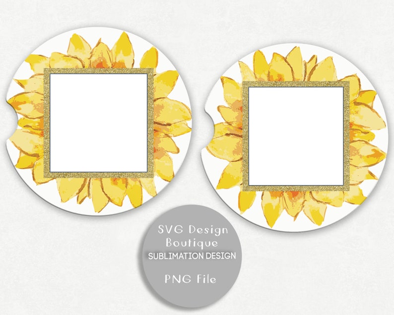 Download Sunflower Car Coaster PNG Car Coaster Template Car Coasters | Etsy