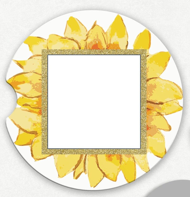 Download Sunflower Car Coaster PNG Car Coaster Template Car Coasters | Etsy