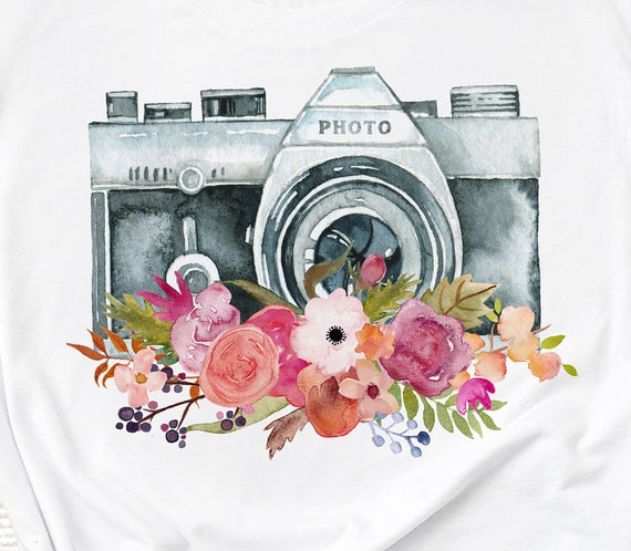 Download Watercolor Camera Sublimation With Flowers Vintage Camera Etsy