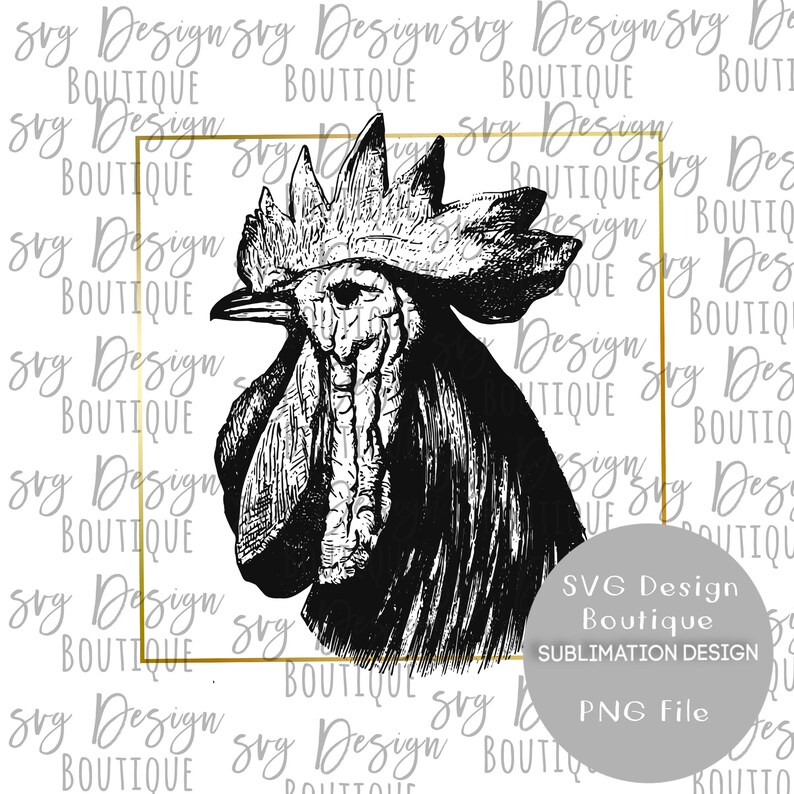 Download Clip Art Art Collectibles Rooster Sublimation Designs Gold Square Frame Geometrical Design Rooster Png File For Sublimation Graphics Design Rooster Png For Htv