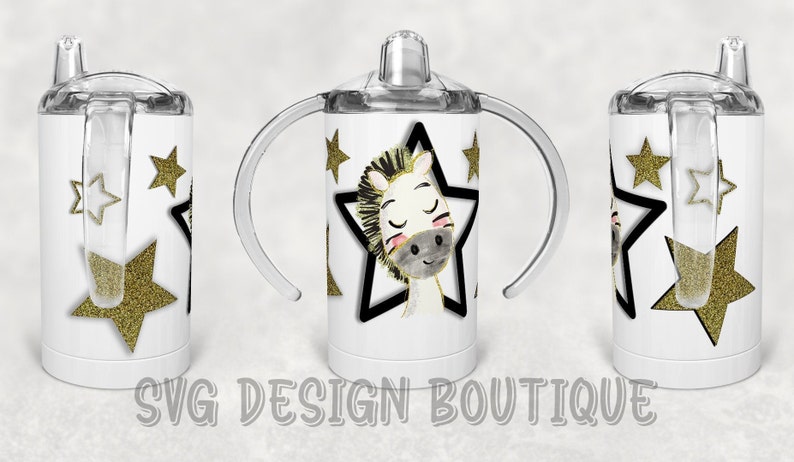 Cute Animal Sippy Cup Bib Set Sublimation Bundle Kids 12 oz Sippy Cup Template Gold Bib Sublimation Template Kids Tumbler Design