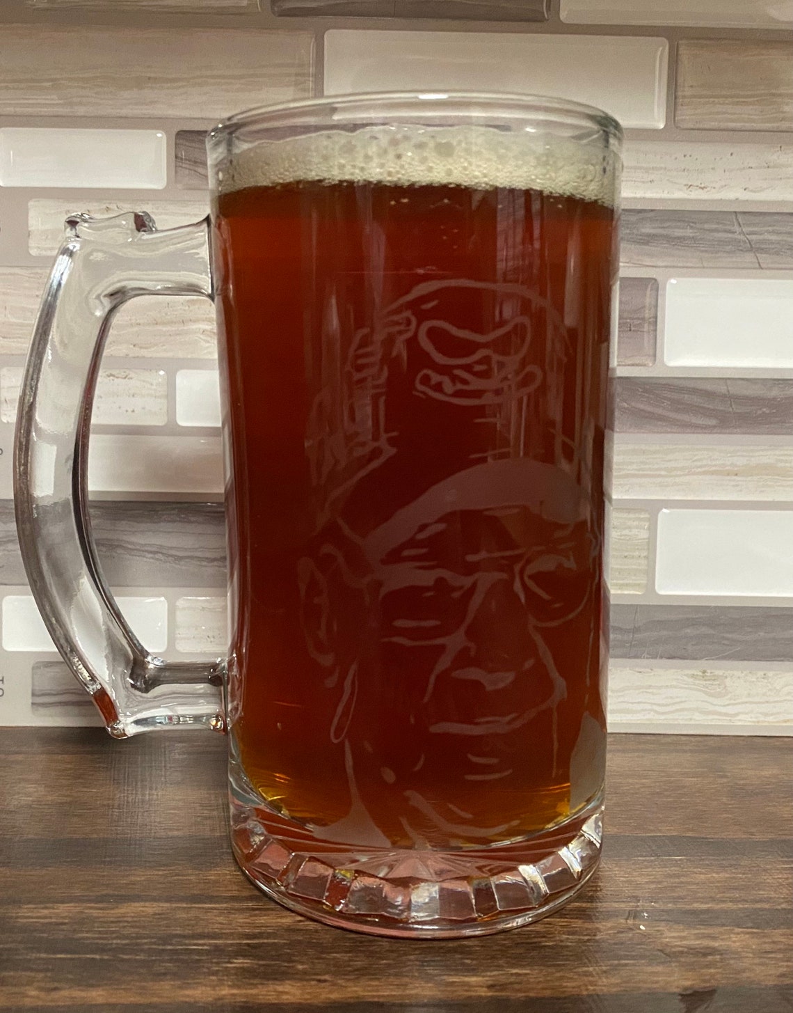 Etched Portrait Beer Mug With Face Fathers Day Groomsmen Gift Idea Etsy