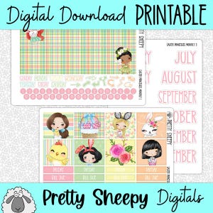 Easter Princesses Printable Planner Stickers PNG Digital Download Stickers Monthly Erin Condren