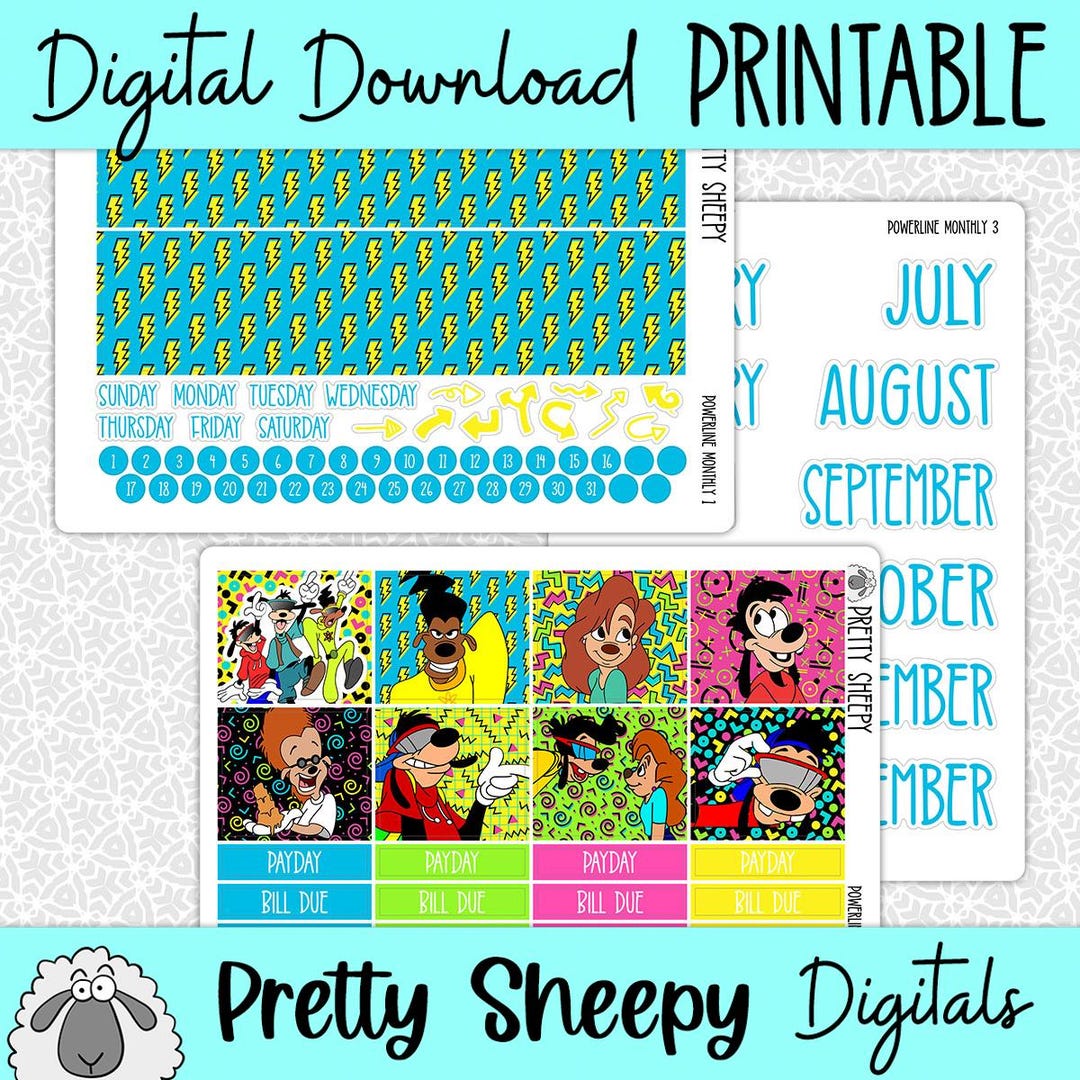 Power Line Stickers Powerline Printable Planner Stickers PNG Digital Download Stickers ...