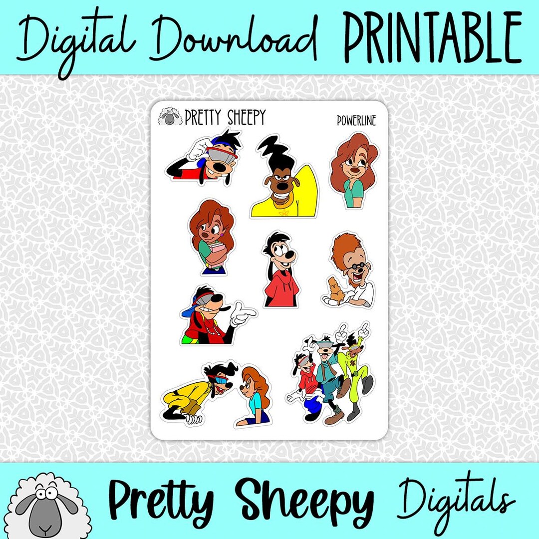 Power Line Stickers Powerline Printable Stickers | Disney PNG Digital Download Party Favors ...