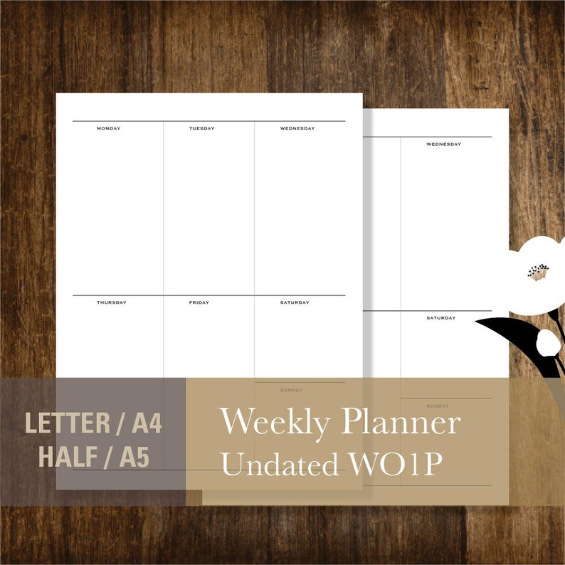 Undated Weekly Planner PRINTABLE Weekly Planner Inserts Etsy