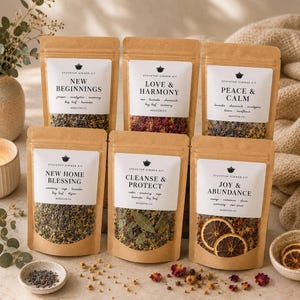 Intention Simmer Pot Kit Singles or Set, House Blessing Protection Cleansing Renewal, Stovetop Potpourri Ritual, Candle Alternative Gift