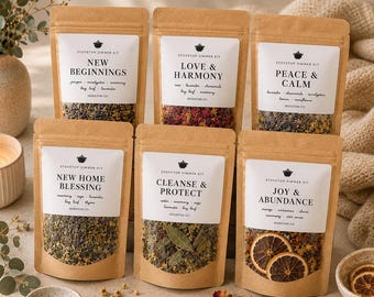 Intention Simmer Pot Kit Singles or Set, House Blessing Protection Cleansing Renewal, Stovetop Potpourri Ritual, Candle Alternative Gift