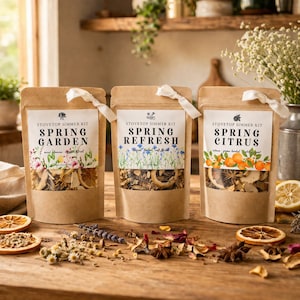 Spring Simmer Pot Kit Collection – Set of Three Stovetop Potpourri – Natural Home Fragrance Gift Set – Housewarming Gift – Non Candle Gift