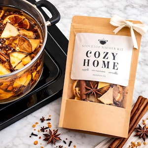 Cozy Home Simmer Pot Kit, Warm Stovetop Potpourri, Apple Cinnamon Vanilla Home Fragrance Gift
