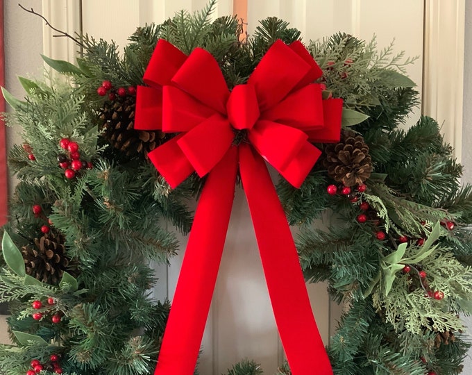 12 Outdoor Christmas Bow Weatherproof Bow Outdoor Etsy Outdoor Christmas Bows