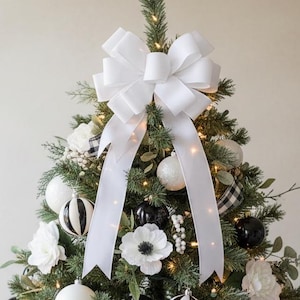 Wreath Bow White Velvet bow white Christmas Wreath Bow white tree topper bow INDOOR OUTDOOR white bow for wreath white wreath bow white bow