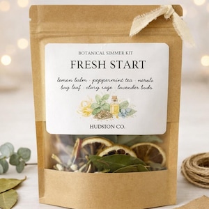 Fresh Start Botanical Simmer Kit | Citrus Mint Herbs | Natural Home Fragrance | Stovetop Simmer Pot | Thoughtful Gift Bundle Available