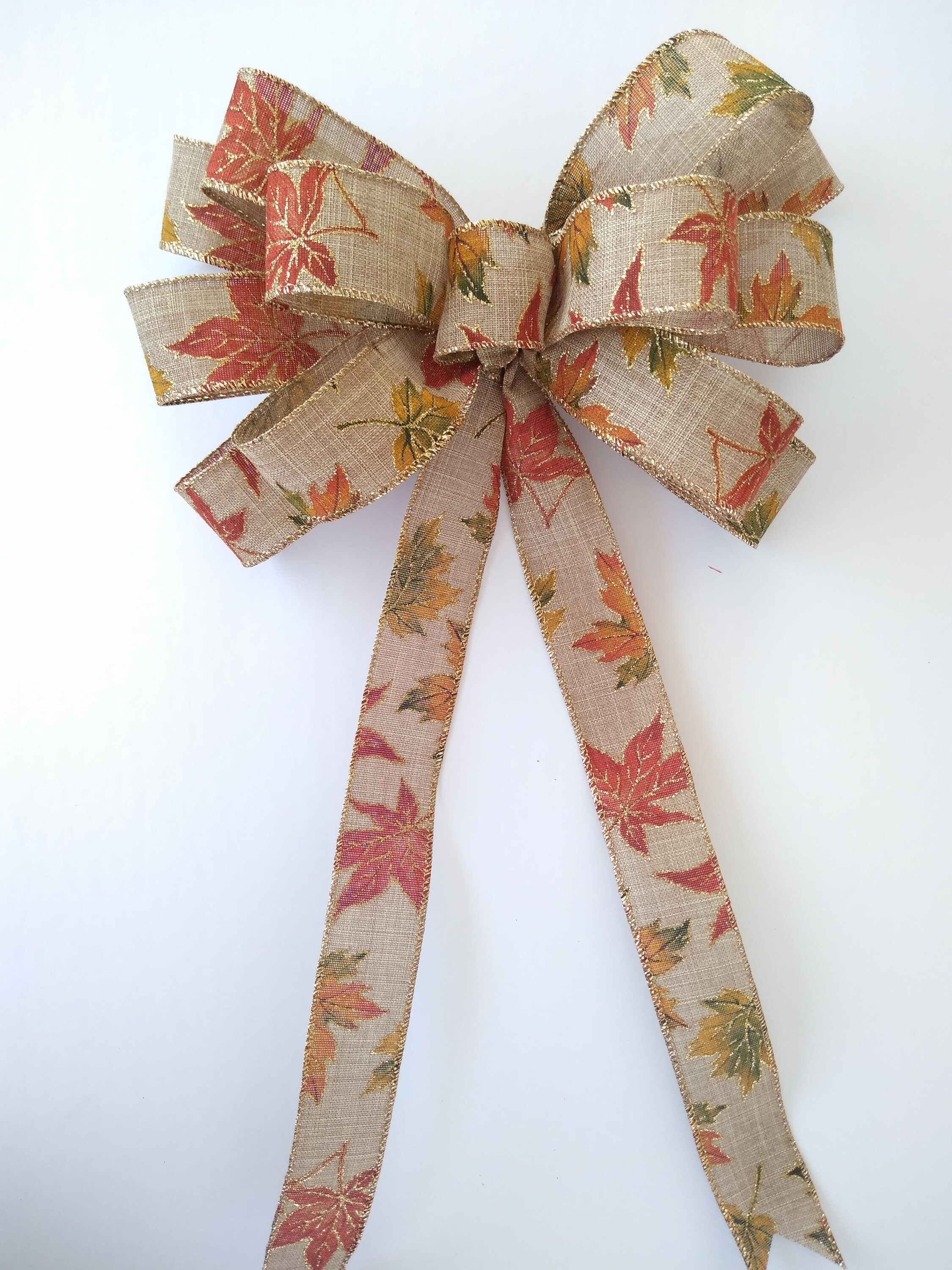 10 Fall Bows for Wreath Fall Leaf Bows Linen Fall Etsy