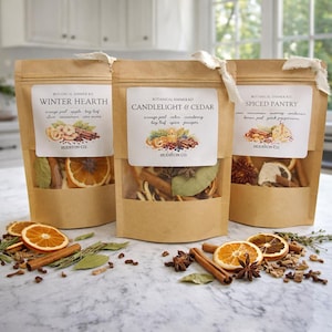 Winter Simmer Potpourri Gift Set, Cozy Home Fragrance Trio, Spiced Stovetop Simmer Kits