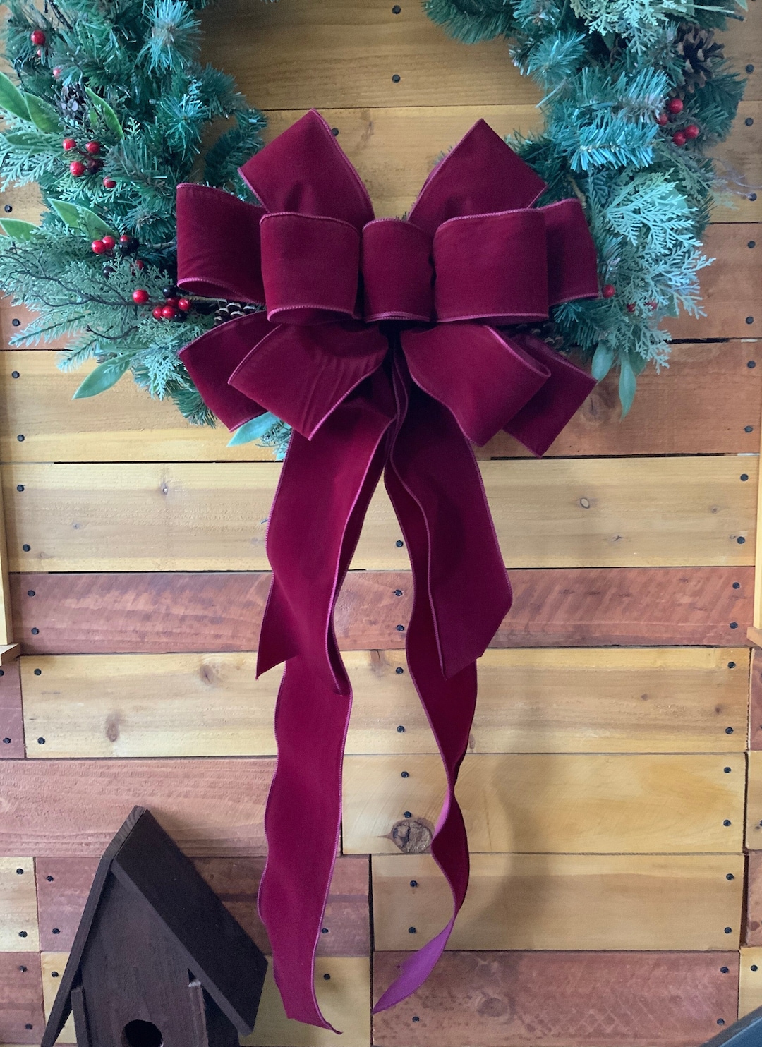 Extra Large Burgundy Velvet Christmas Bow: Wreath or Tree Topper - Etsy