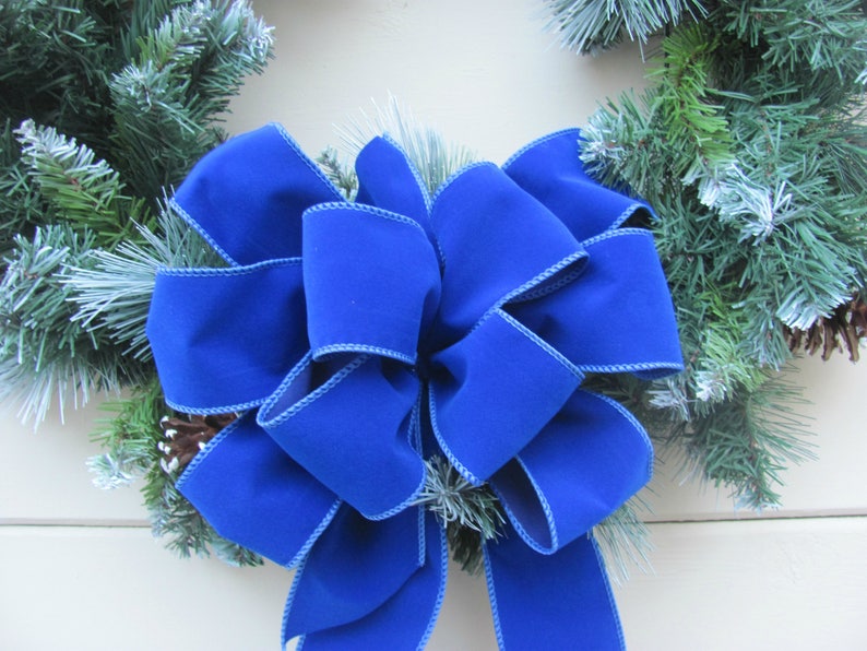 10 Blue Wreath Bow Blue Velvet Christmas Bow Blue Etsy